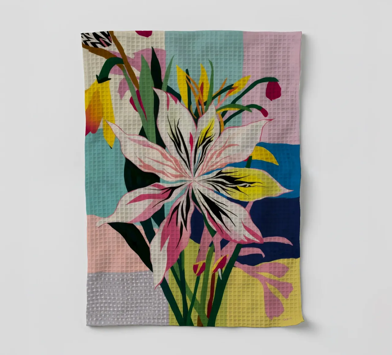 Lily Geometric Pop tea towel by Paez Harmony