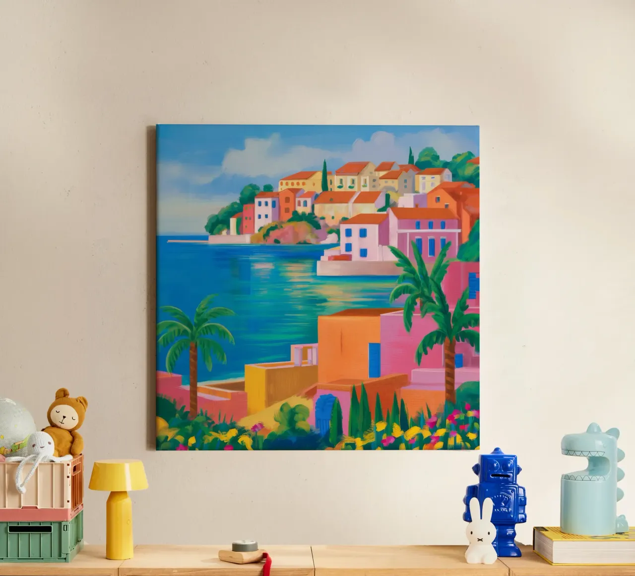 Azure Bay Town canvas by Haven Mirage