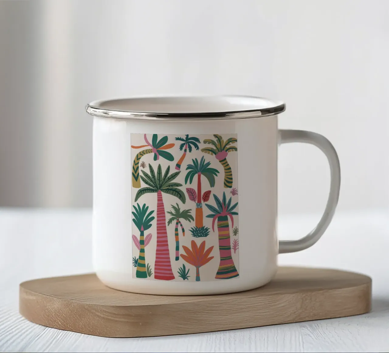 Vue d'ensemble de Palm Oasis mug en émail de Paez Harmony