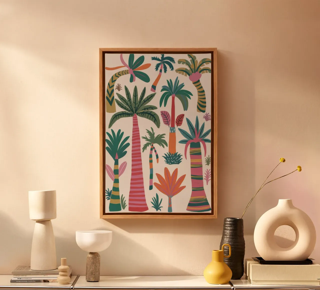 Vue d'ensemble de Palm Oasis toile avec Caisse américaine de Paez Harmony