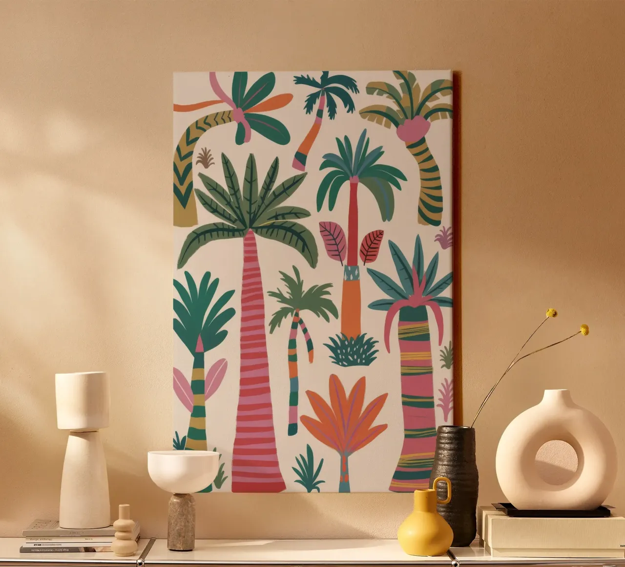 Vue d'ensemble de Palm Oasis toile avec Caisse américaine de Paez Harmony