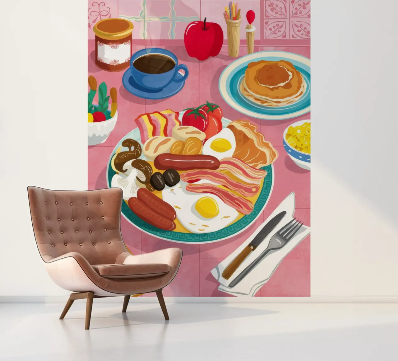 Frühstücksschmaus-Flatlay Fototapete von Haven Mirage