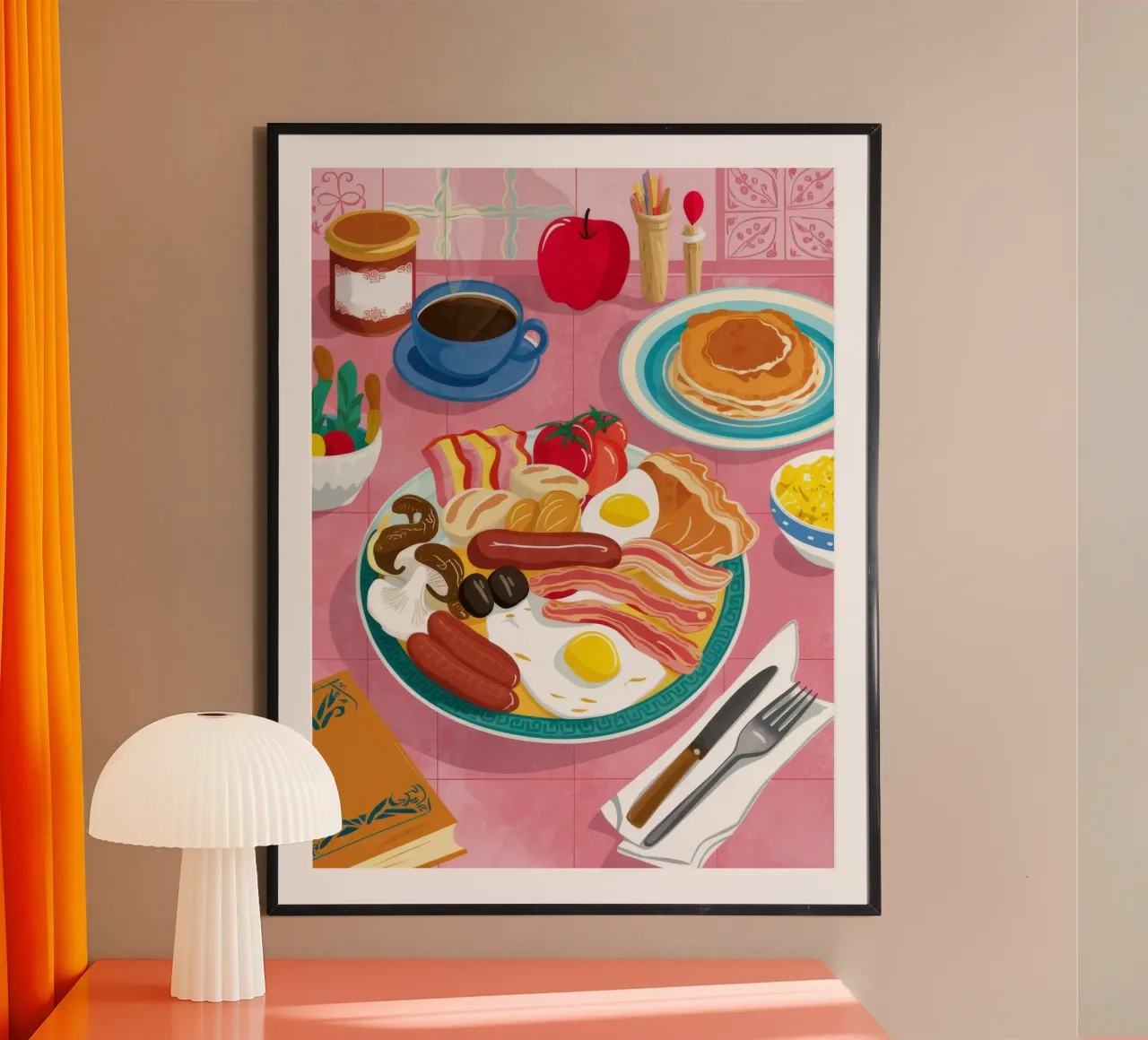Colazione Flatlay poster con telaio in legno da Haven Mirage