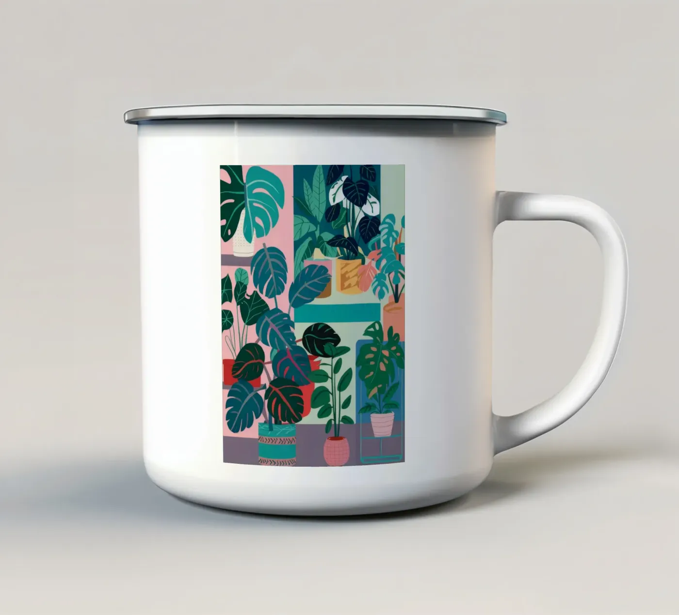 Monstera Leaf Study enamel mug by Paez Harmony