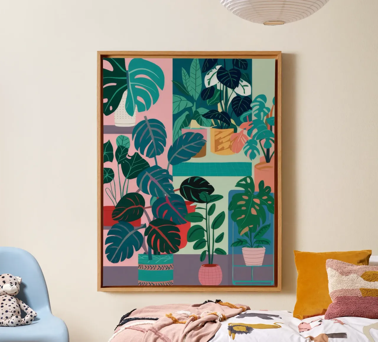 Monstera Leaf Study canvas with Floater frame by Paez Harmony