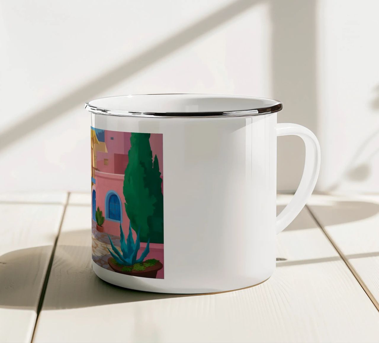 Vicolo illuminato in fiore tazza in smalto da Haven Mirage