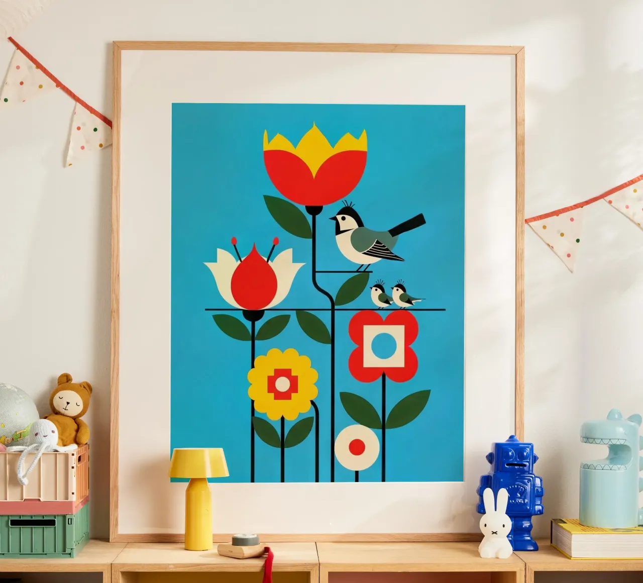 floral bauhaus #047: Blooms & Avian Perch poster da Zen Design