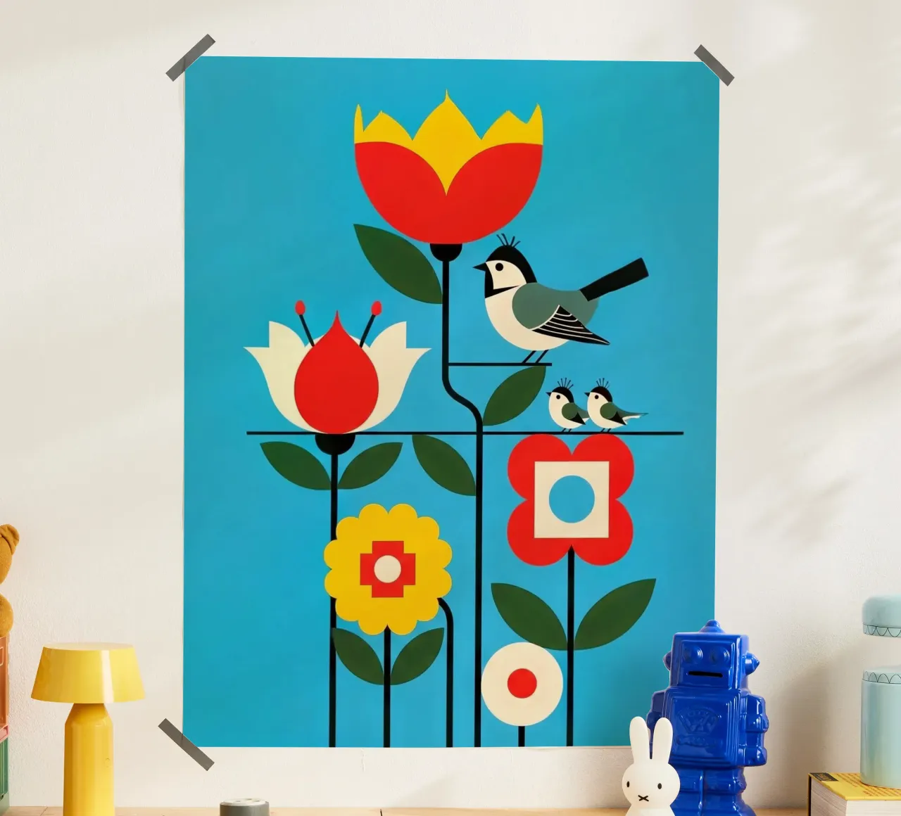 floral bauhaus #047: Blooms & Avian Perch poster da Zen Design