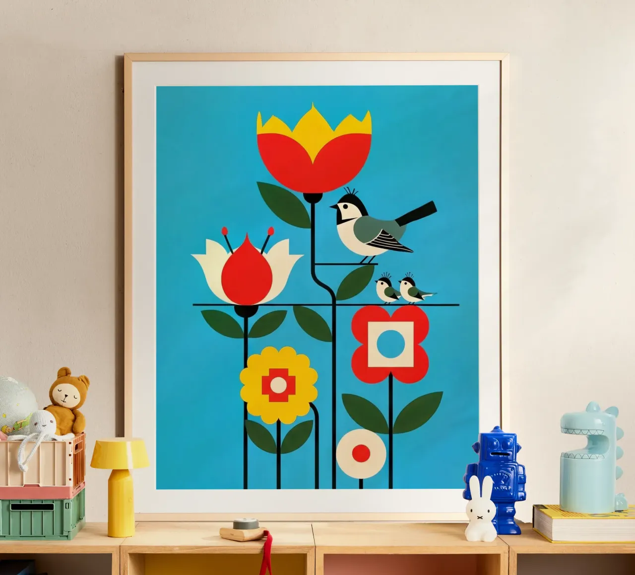 floral bauhaus #047: Blooms & Avian Perch poster da Zen Design