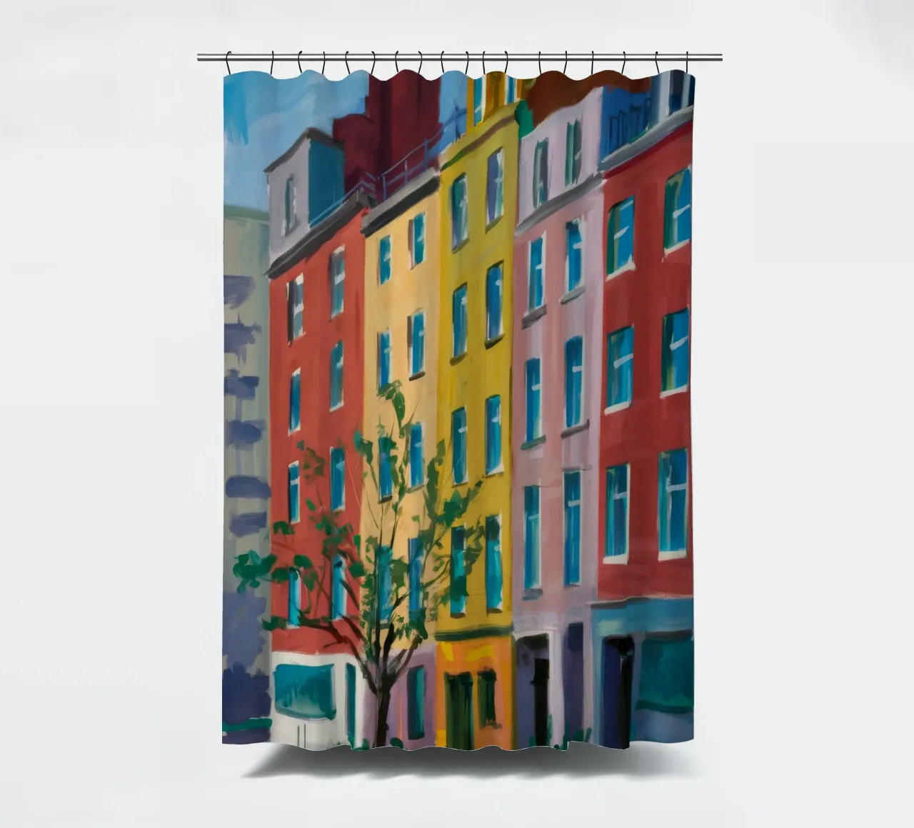 Urban Rainbow Facades shower curtain by Haven Mirage