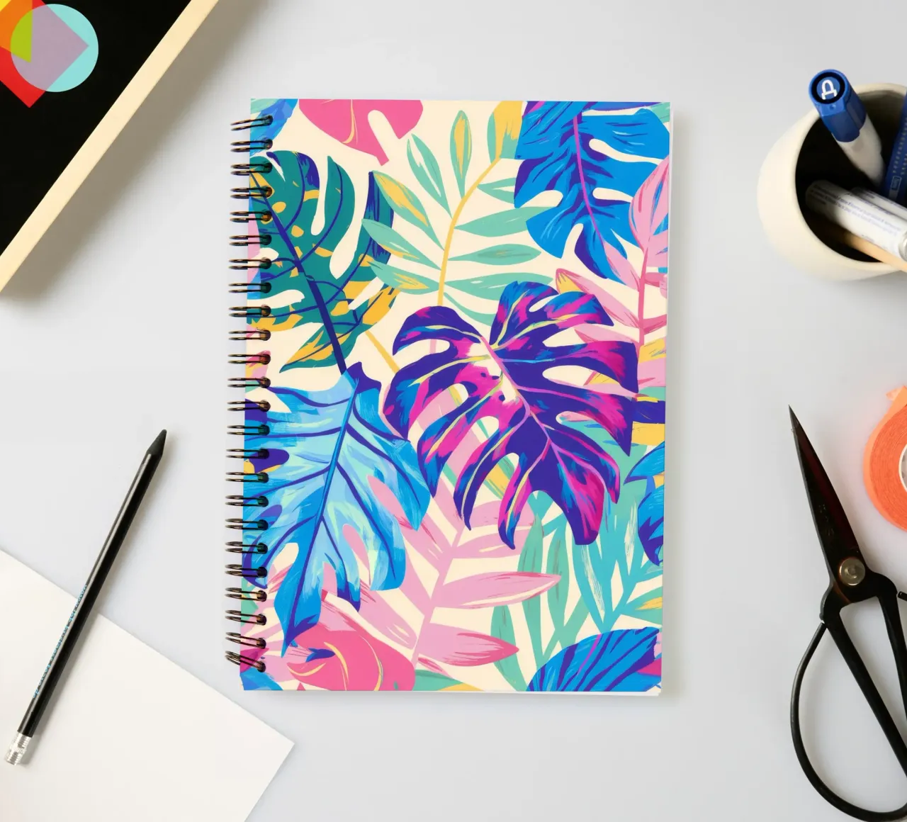 Neon Monstera Glow spiral notebook by Grande Serene