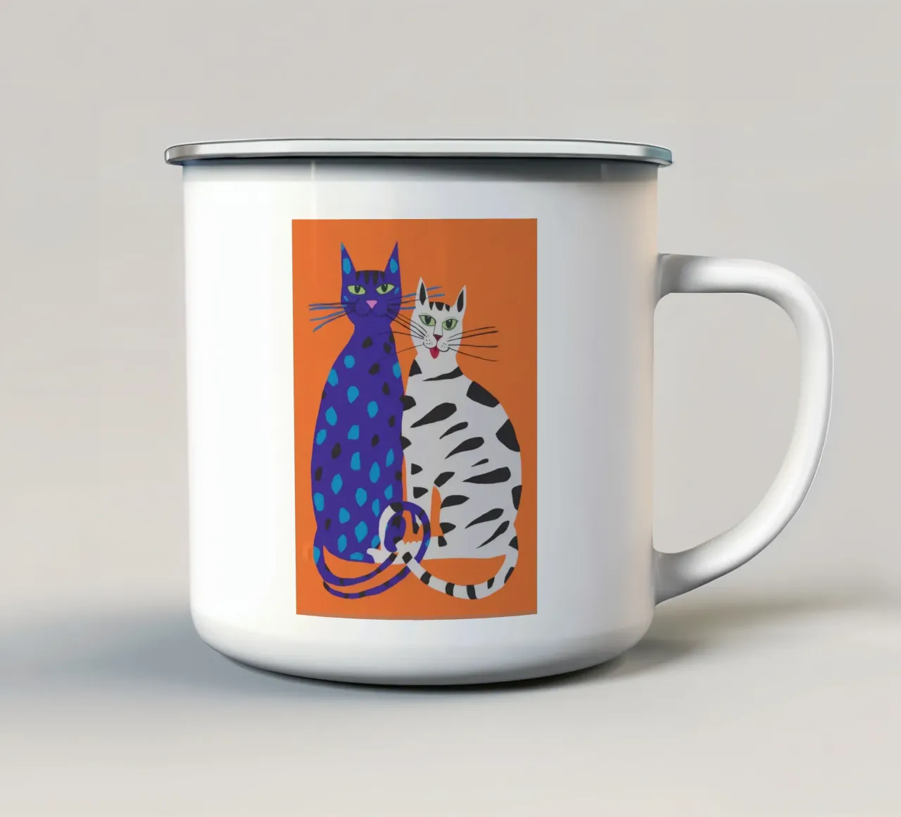Duo di gatti freddi tazza in smalto da Haven Mirage