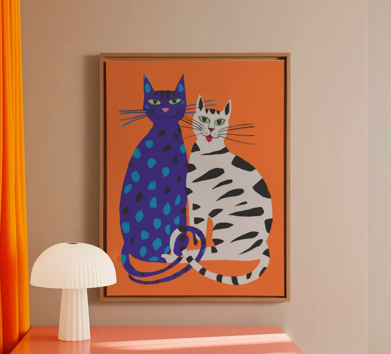 Duo di gatti freddi tela con Cornice a cassetta da Haven Mirage