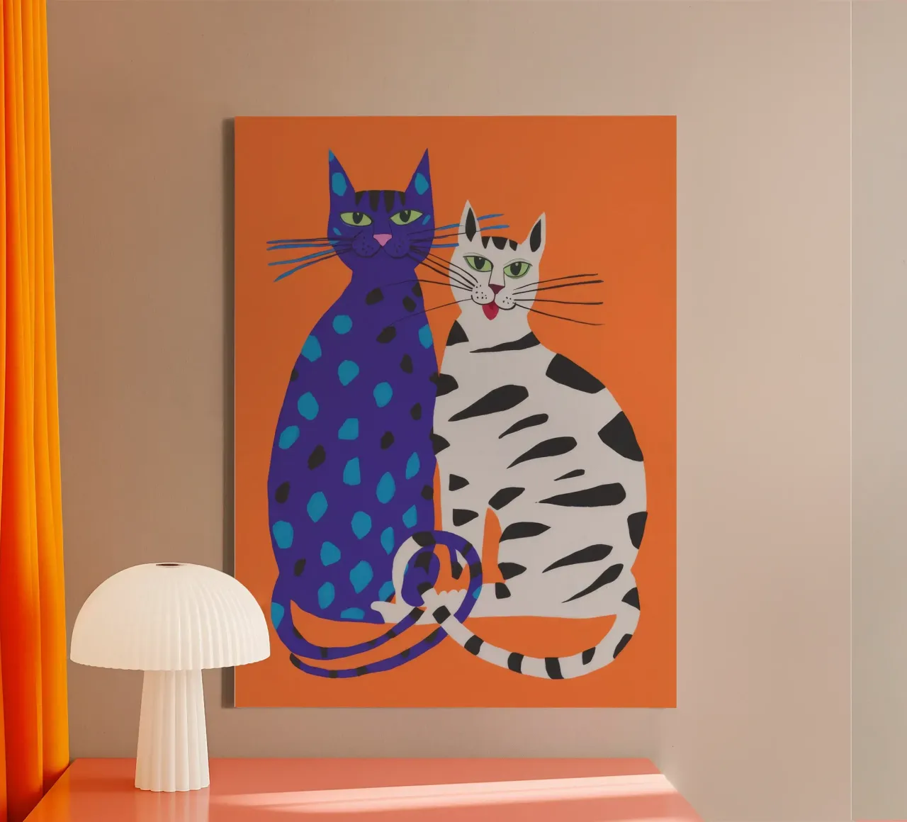 Duo di gatti freddi tela con Cornice a cassetta da Haven Mirage