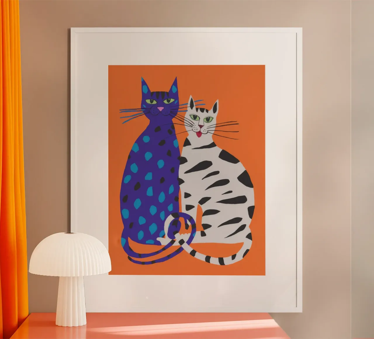 Duo di gatti freddi poster con telaio in alluminio da Haven Mirage