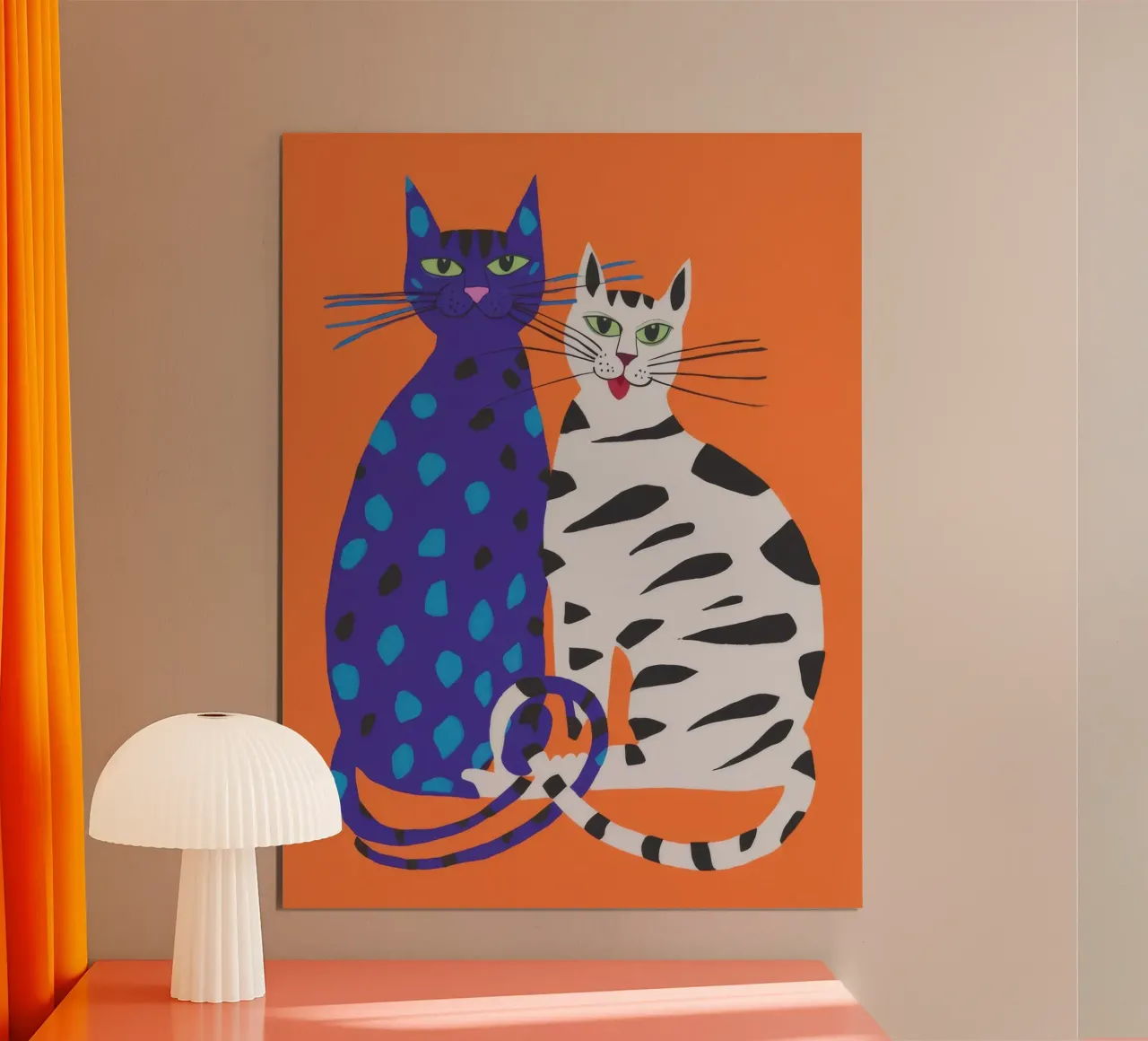 Duo di gatti freddi poster con telaio in alluminio da Haven Mirage