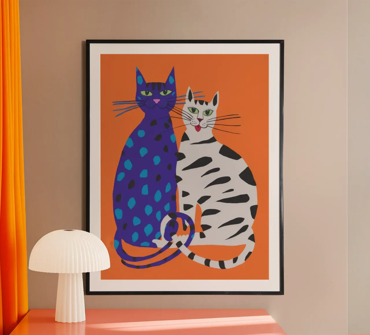 Duo di gatti freddi poster con telaio in alluminio da Haven Mirage