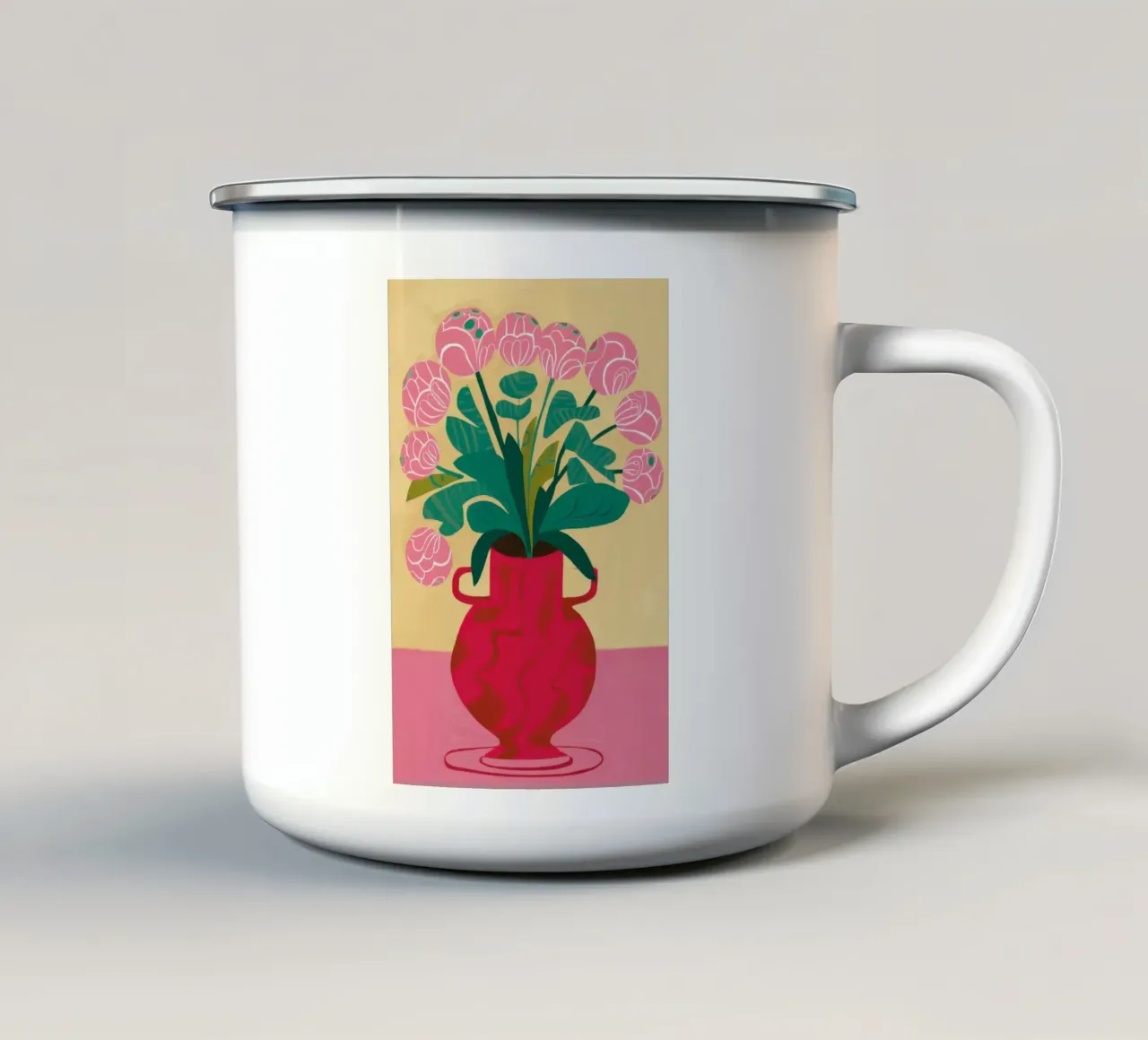 Vaso rosso Peonie tazza in smalto da Haven Mirage