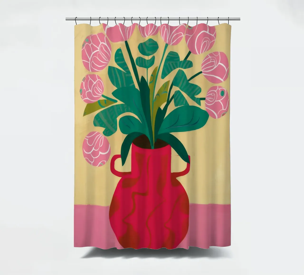 Red Vase Peonies shower curtain by Haven Mirage