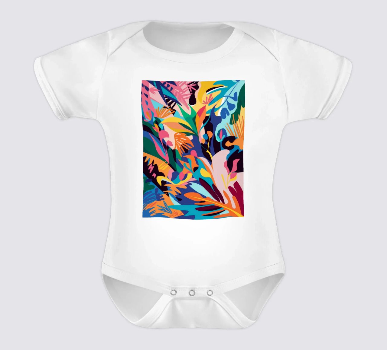 Jungle Abstraction Splash short-sleeve baby romper by Haven Mirage