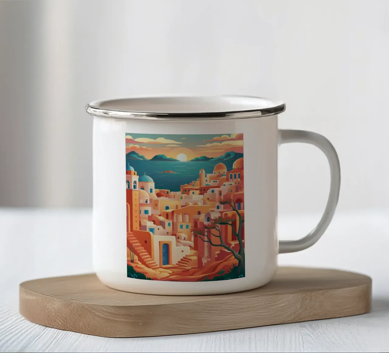 Tramonto della Cittadella del Deserto tazza in smalto da Paez Harmony