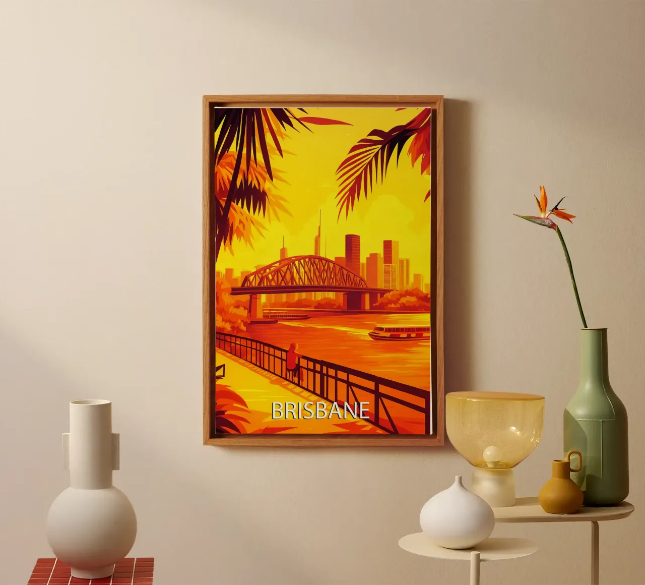 brisbane skyline pittura vettoriale tela con Cornice a cassetta da adzkiya