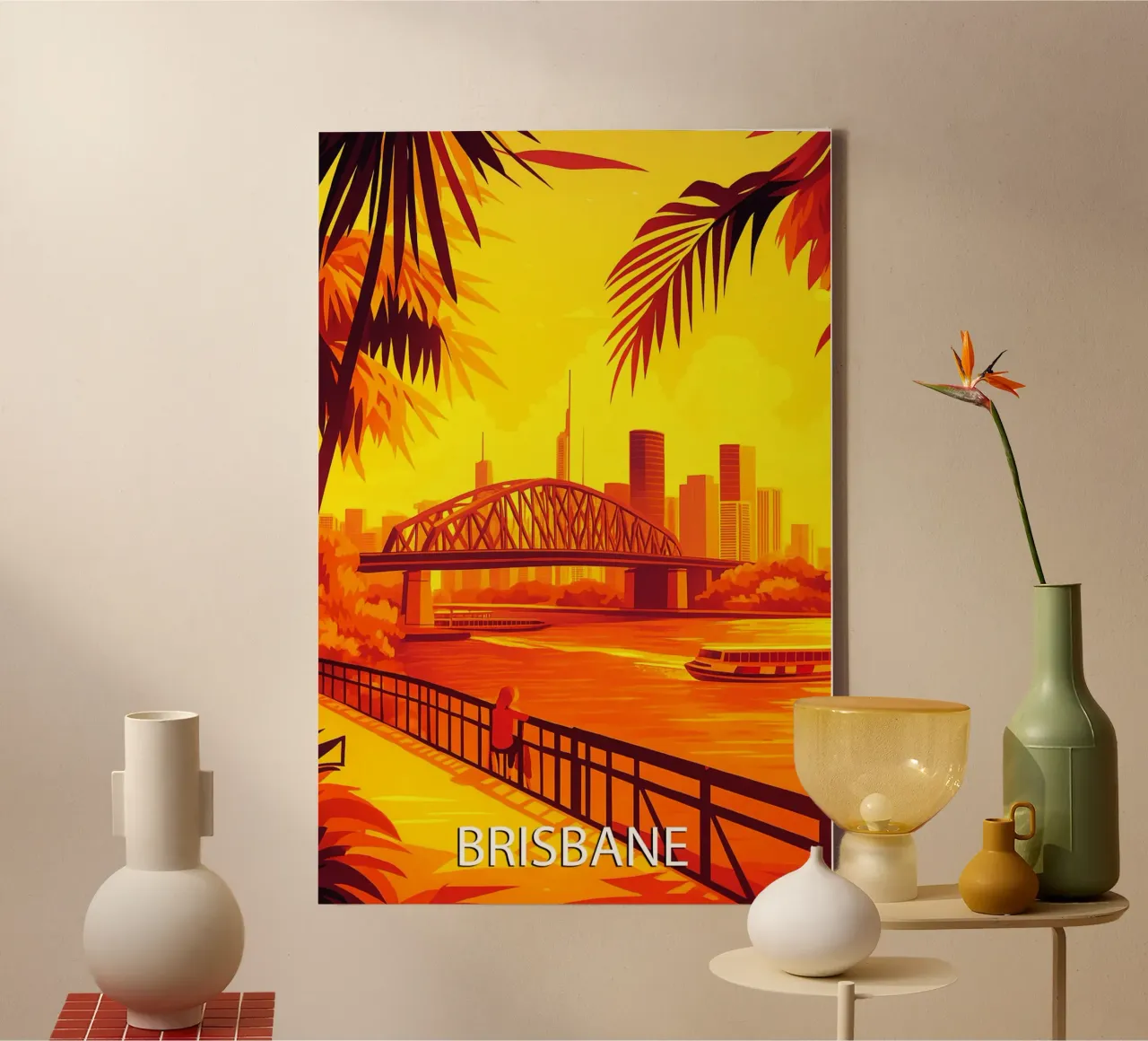 brisbane skyline pittura vettoriale tela con Cornice a cassetta da adzkiya