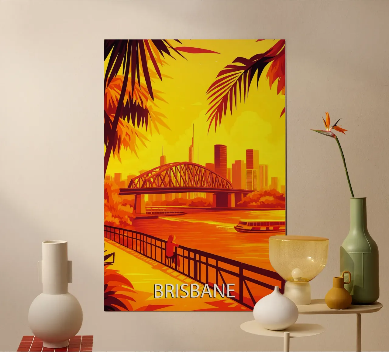 brisbane skyline pittura vettoriale poster con telaio in alluminio da adzkiya