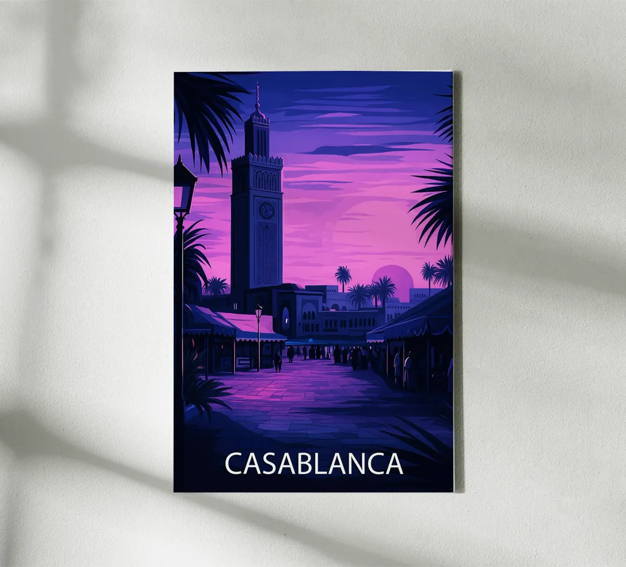 casablanca marocco skyline pittura vettoriale tela con Cornice a cassetta da adzkiya
