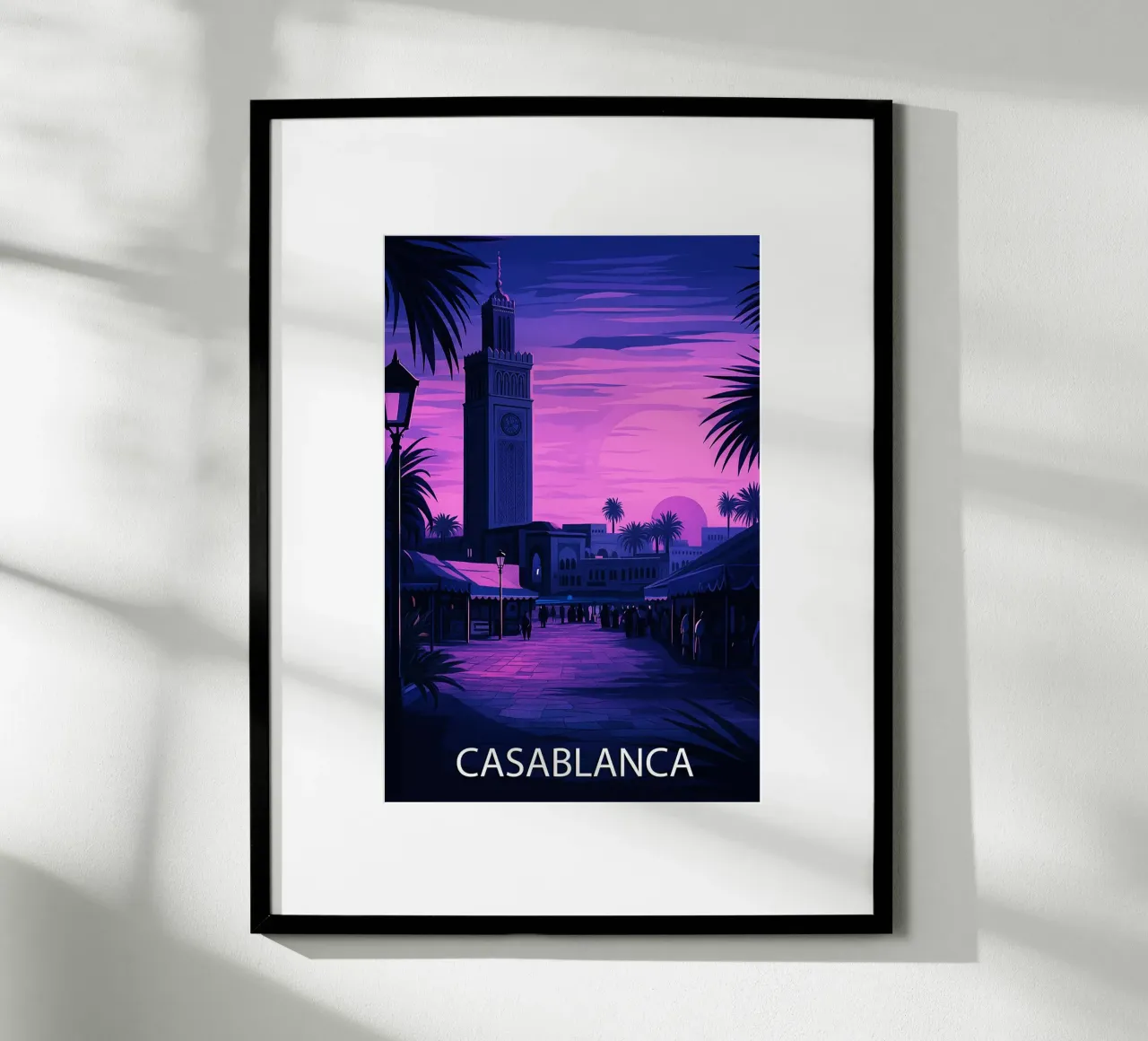 casablanca marocco skyline pittura vettoriale poster con telaio in alluminio da adzkiya