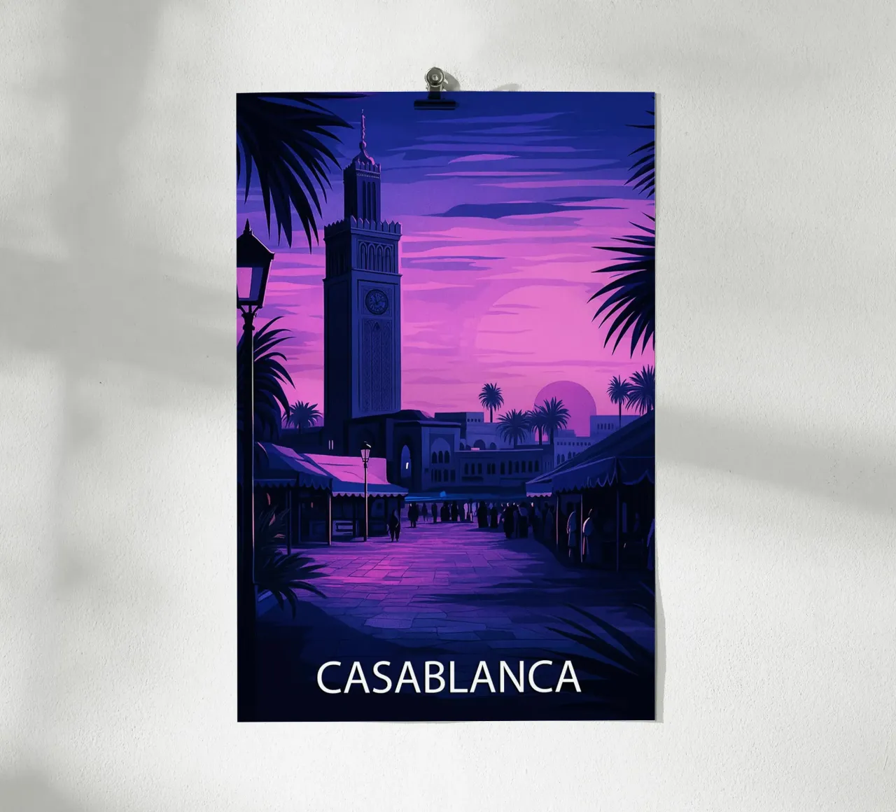 casablanca marocco skyline pittura vettoriale poster con telaio in alluminio da adzkiya
