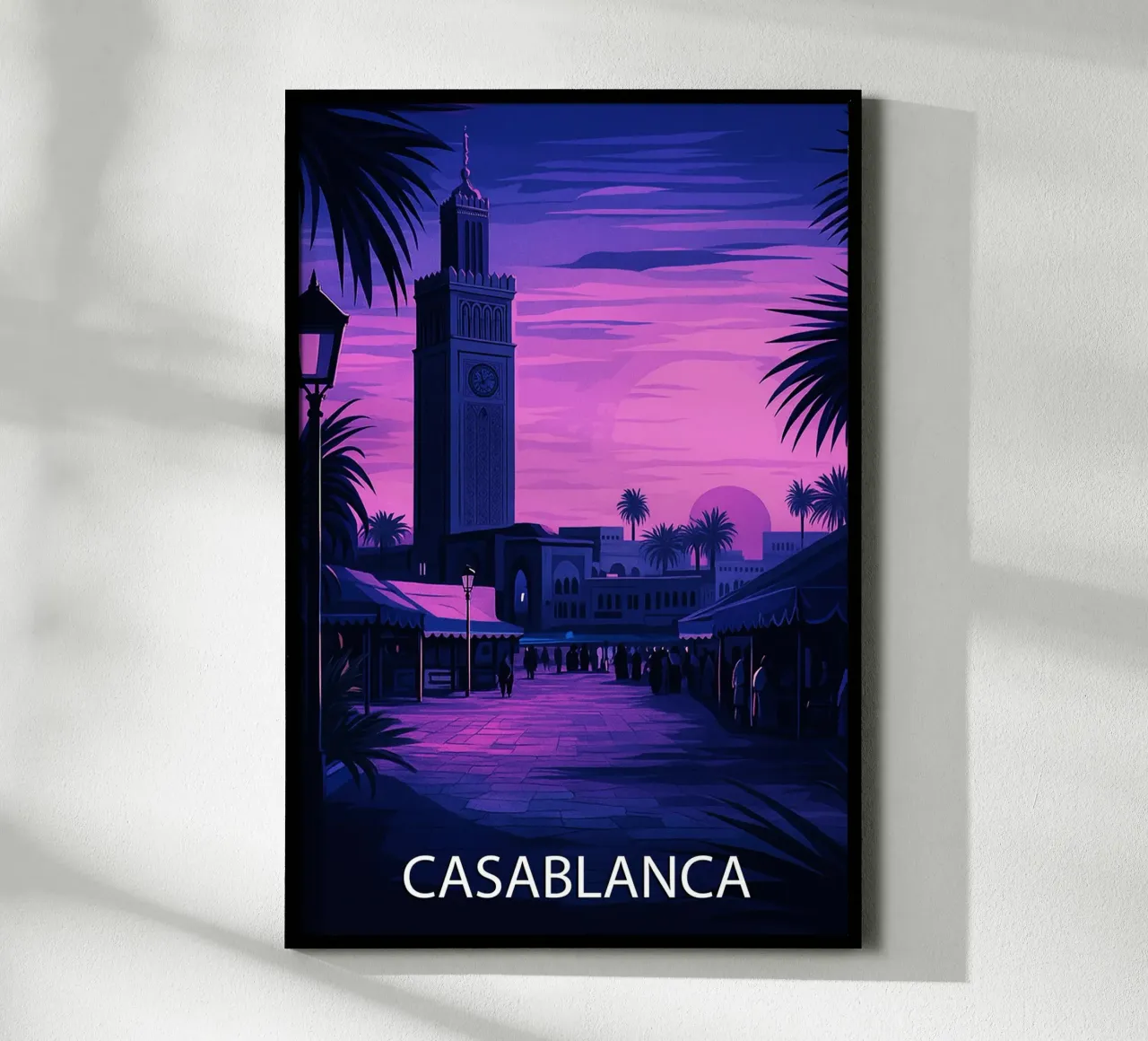 casablanca marocco skyline pittura vettoriale poster con telaio in alluminio da adzkiya