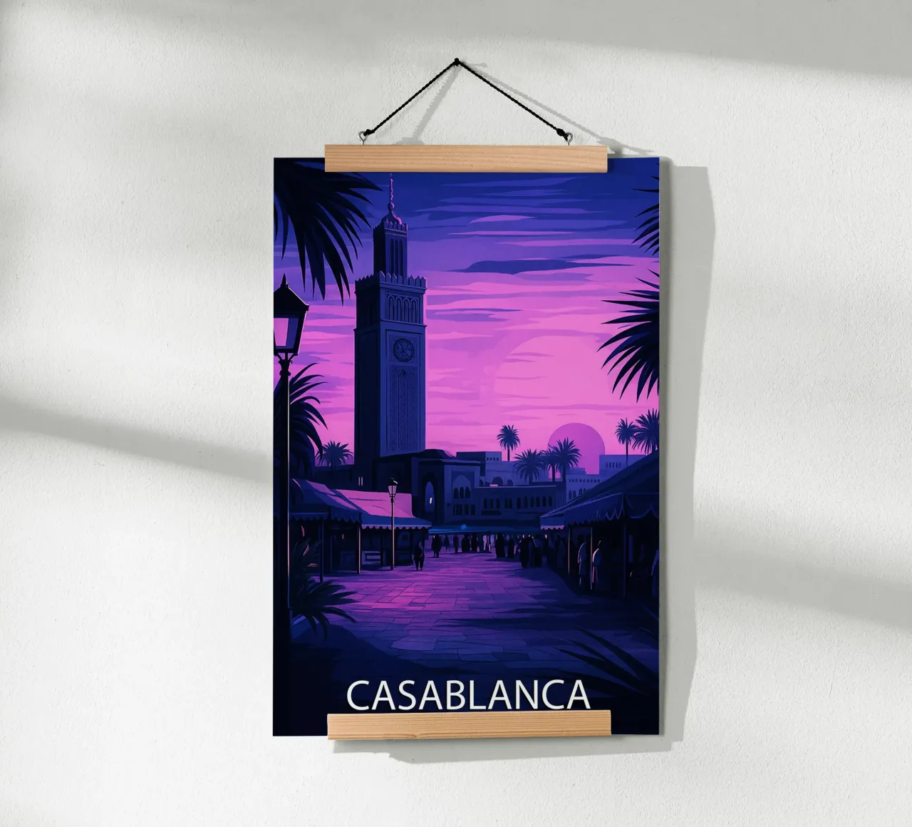 casablanca marocco skyline pittura vettoriale poster con telaio in alluminio da adzkiya
