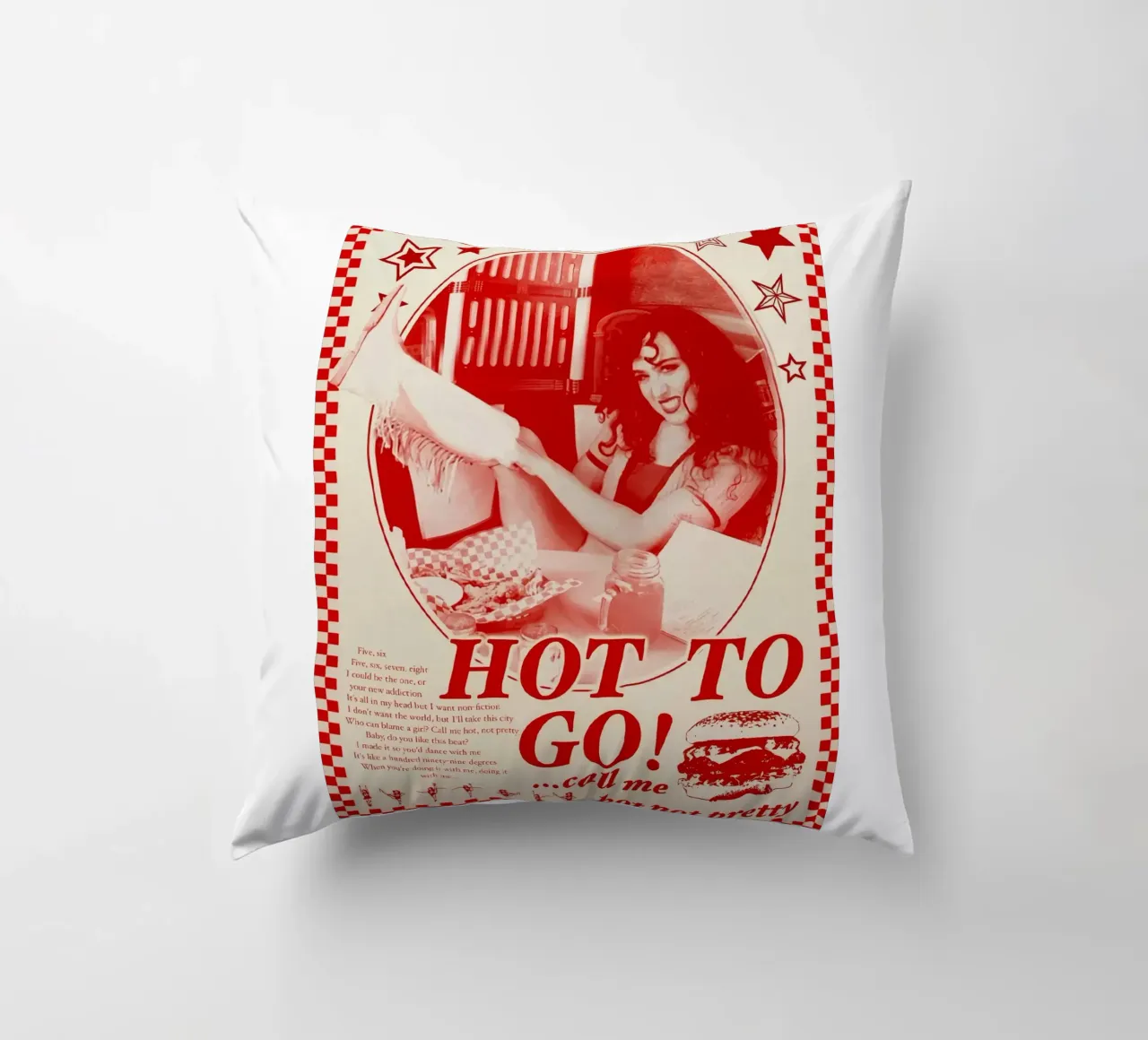 Hot To Go! call me bot not pretty chappell roan poster decorative cushion by ardala guller