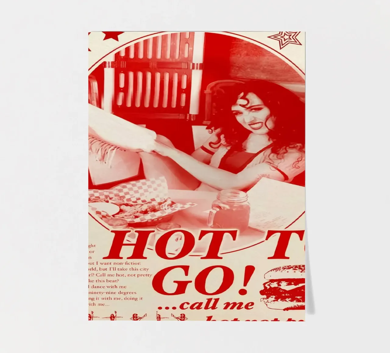 Hot To Go! call me bot not pretty chappell roan poster sticker sheet by ardala guller