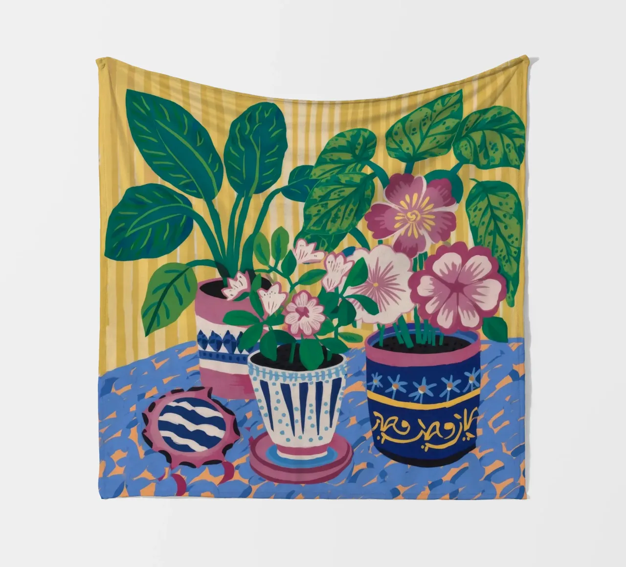 Patterned Pots Flora fleece blanket by Haven Mirage