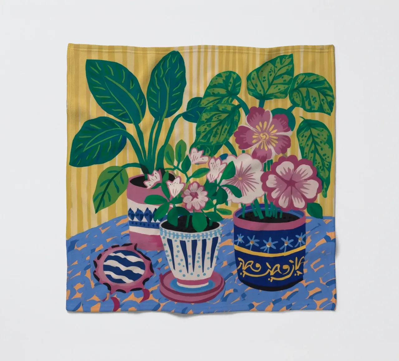 Patterned Pots Flora fleece blanket by Haven Mirage