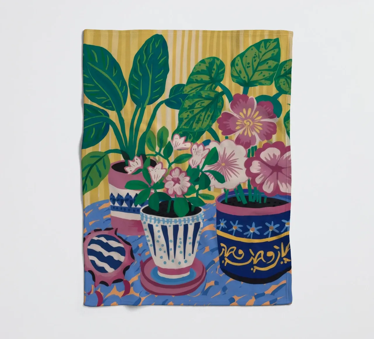 Patterned Pots Flora fleece blanket by Haven Mirage
