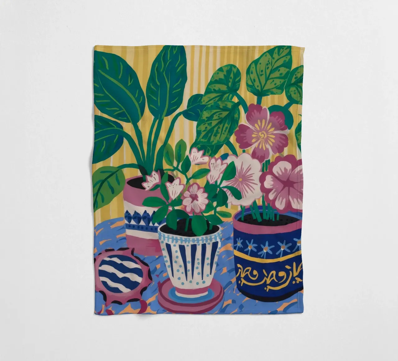 Patterned Pots Flora fleece blanket by Haven Mirage