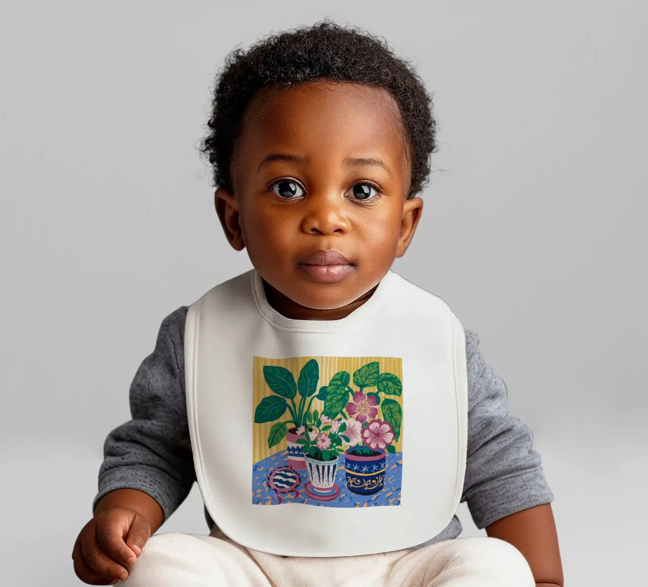 Patterned Pots Flora baby bib by Haven Mirage