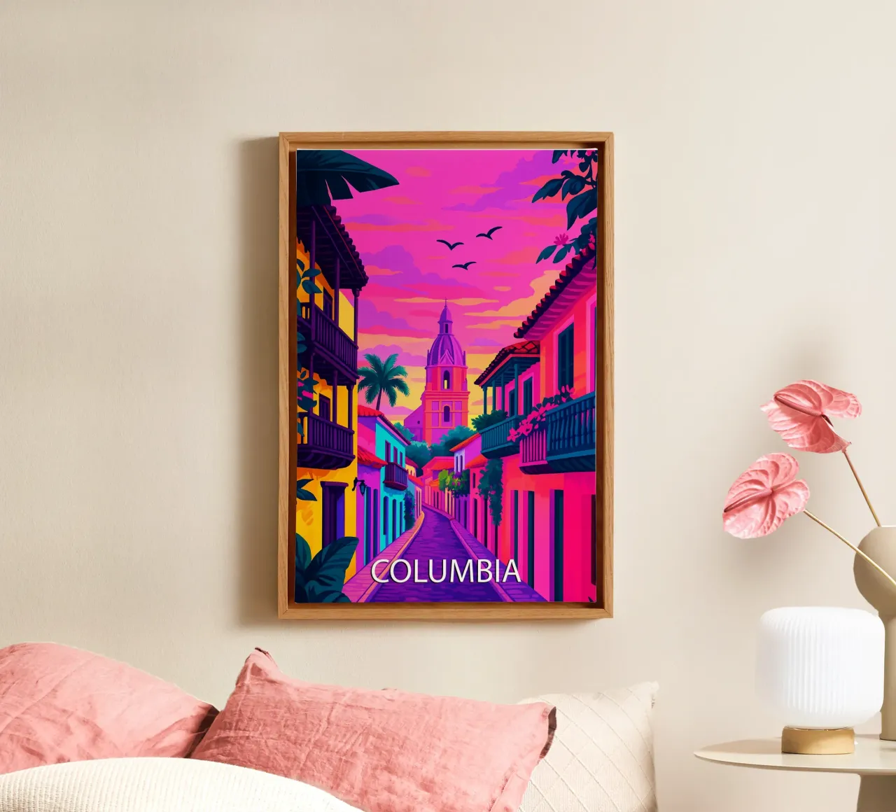 columbia skyline pittura vettoriale tela con Cornice a cassetta da adzkiya