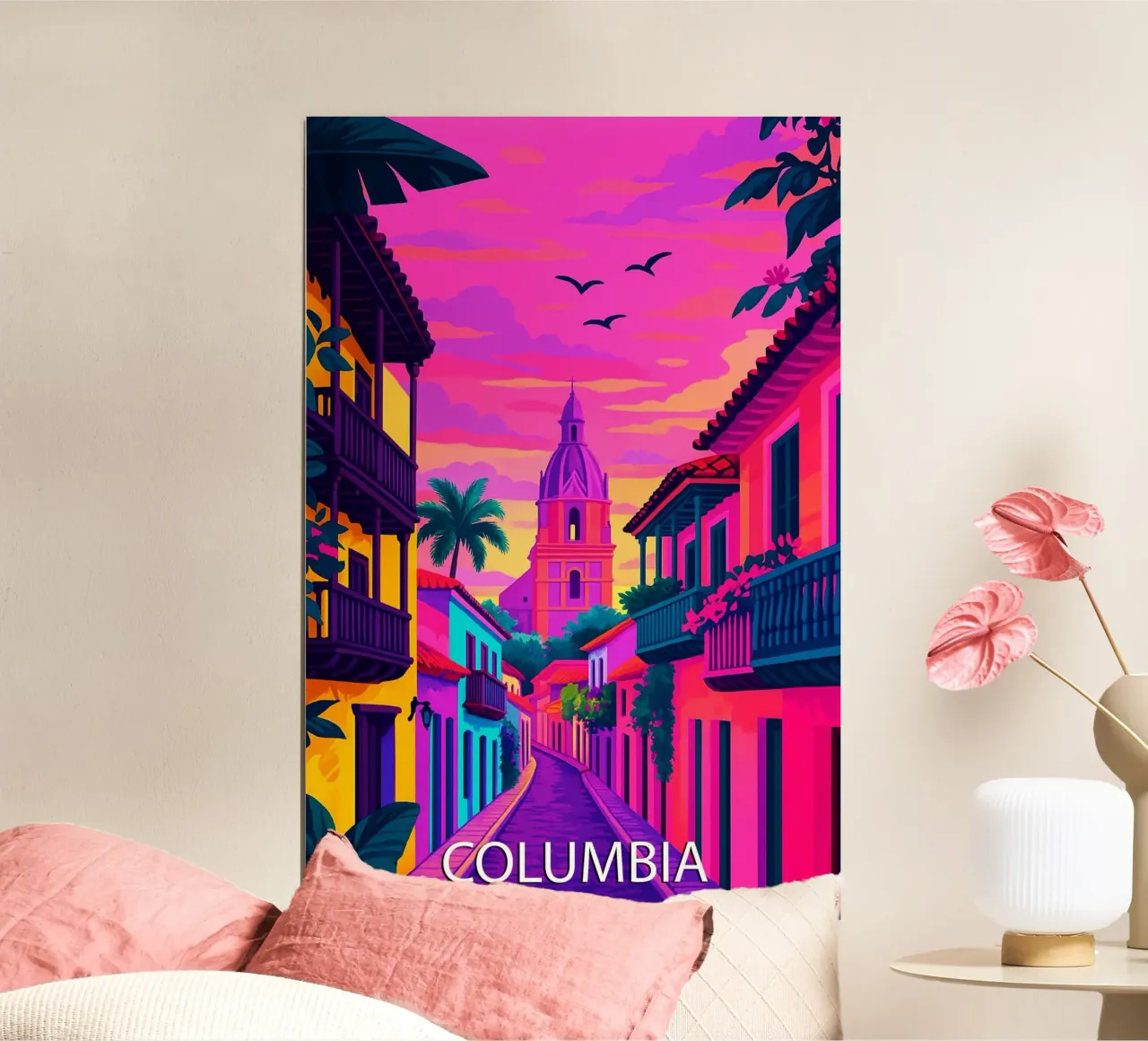 columbia skyline pittura vettoriale poster con telaio in alluminio da adzkiya