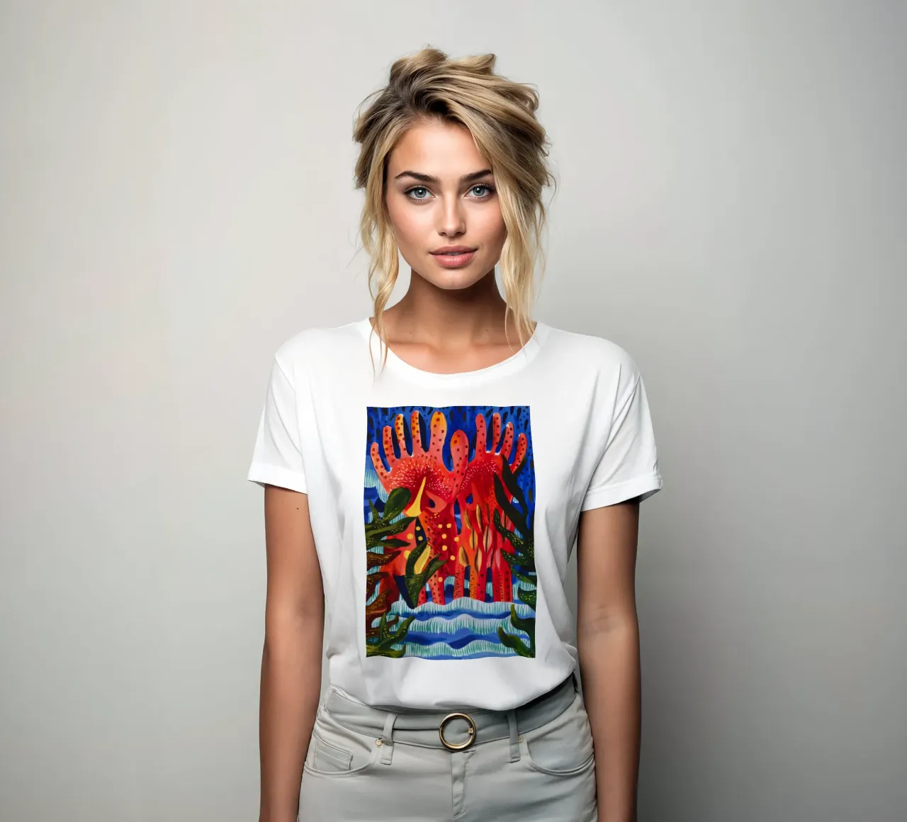 Crimson Figures Ascending women's fitted t-shirt by Lush Essence