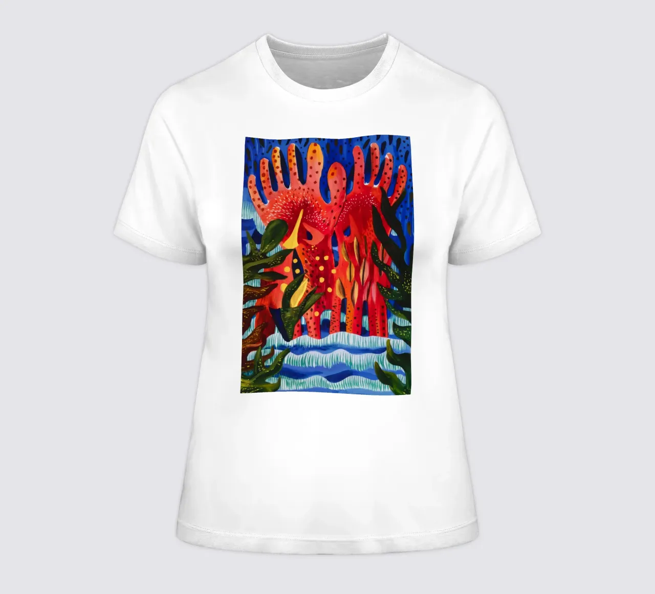 Crimson Figures Ascending women's fitted t-shirt by Lush Essence