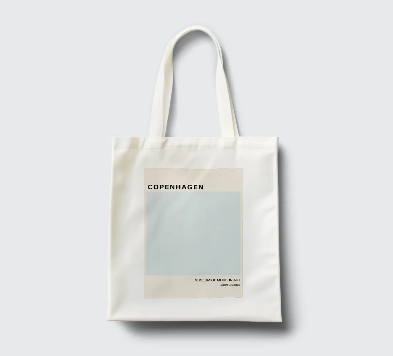Minimalist blue Copenhagen Art borsa in juta da GraceDigitalArtCo