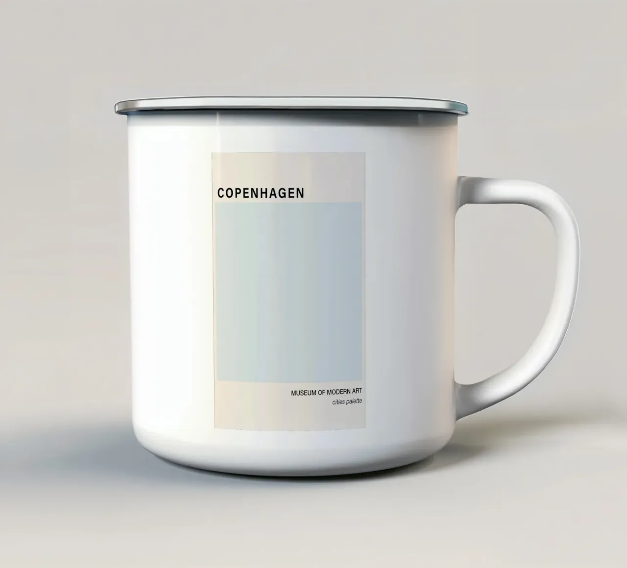 Minimalist blue Copenhagen Art tazza in smalto da GraceDigitalArtCo