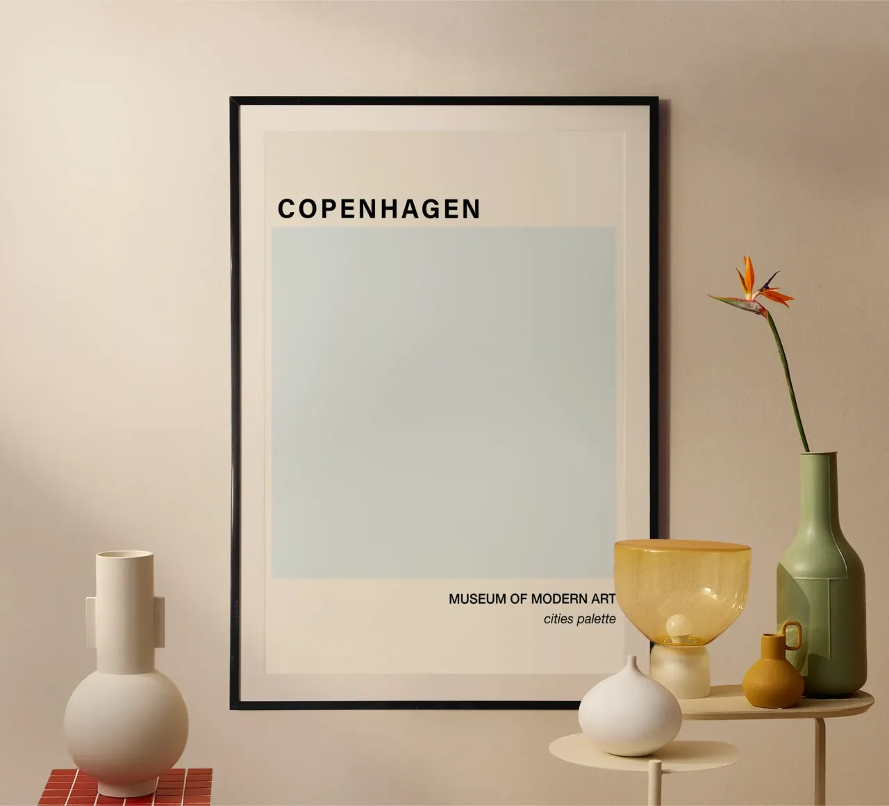 Minimalist blue Copenhagen Art carta hahnemühle da GraceDigitalArtCo