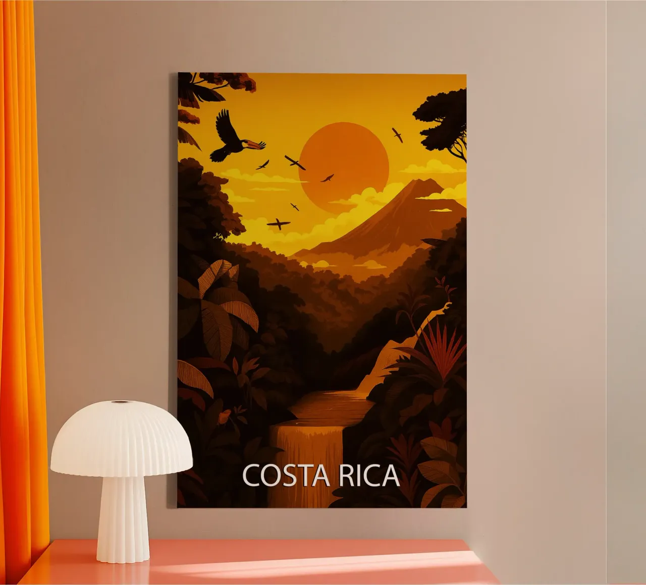 costa rica skyline pittura vettoriale tela con Cornice a cassetta da adzkiya