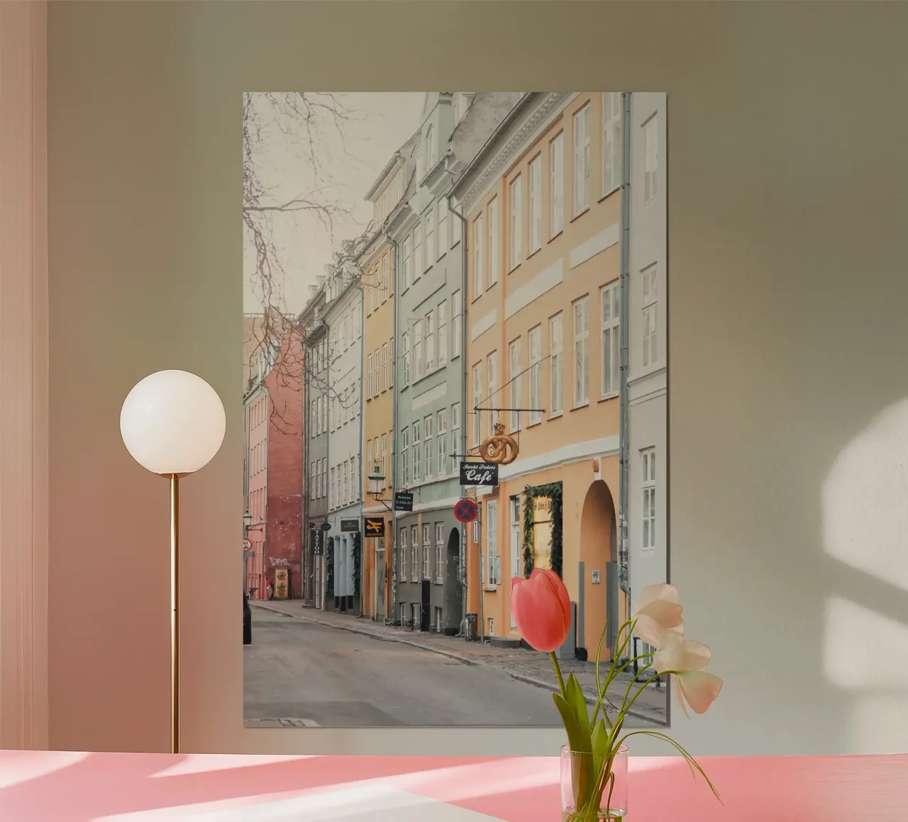 Copenhagen Street Scene poster con telaio in alluminio da GraceDigitalArtCo