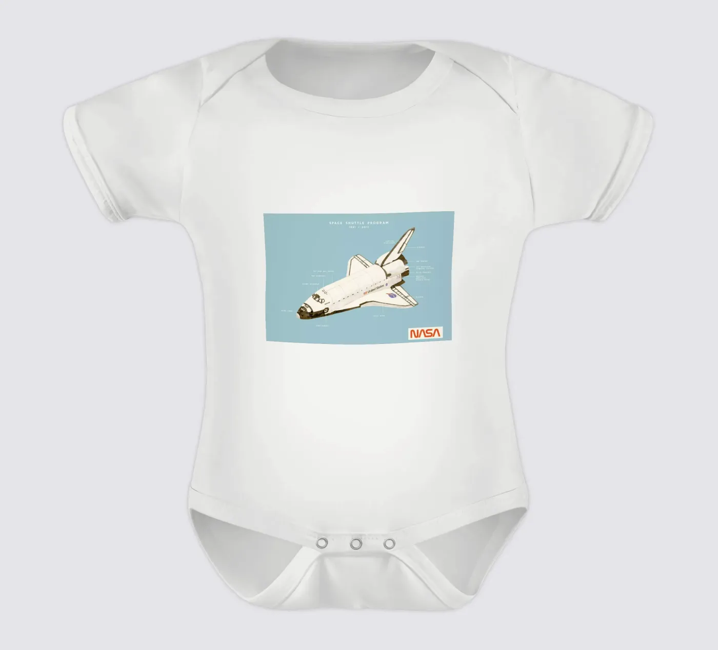 Space Shuttle Program short-sleeve baby romper by Florent Bodart